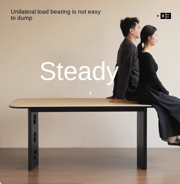 Ash, Oak Solid Wood Medieval Style Rock Plate Retro Dining Table