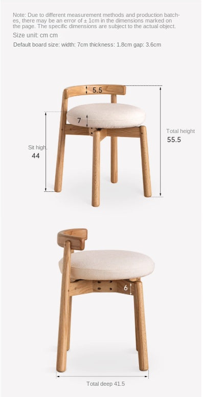 Black Walnut, Oak, Solid Wood, Solid Rubberwood Rotating Modern Soft Makeup Stool