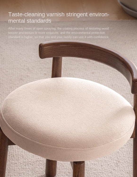 Black Walnut, Oak, Solid Wood, Solid Rubberwood Rotating Modern Soft Makeup Stool
