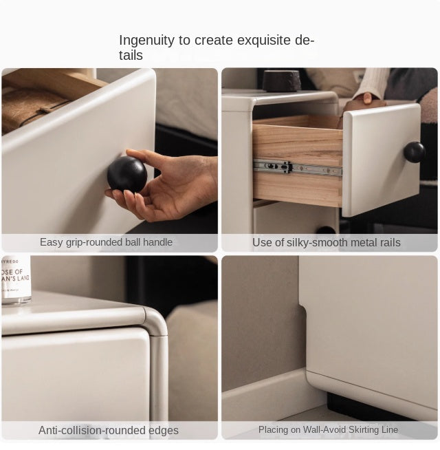 Poplar Solid Wood Modern White Nightstand.