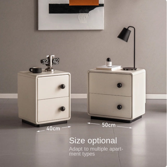 Poplar Solid Wood Modern White Nightstand.