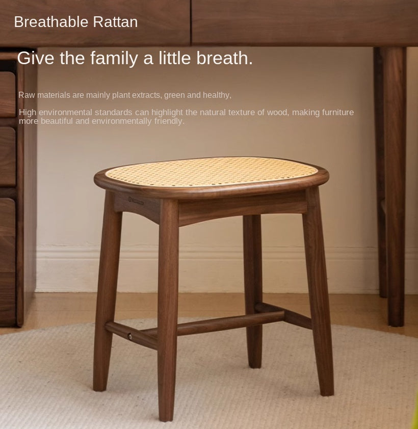 Black Walnut, Oak Solid Wood Modern Makeup Stool