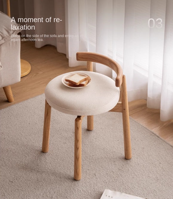 Black Walnut, Oak, Solid Wood, Solid Rubberwood Rotating Modern Soft Makeup Stool