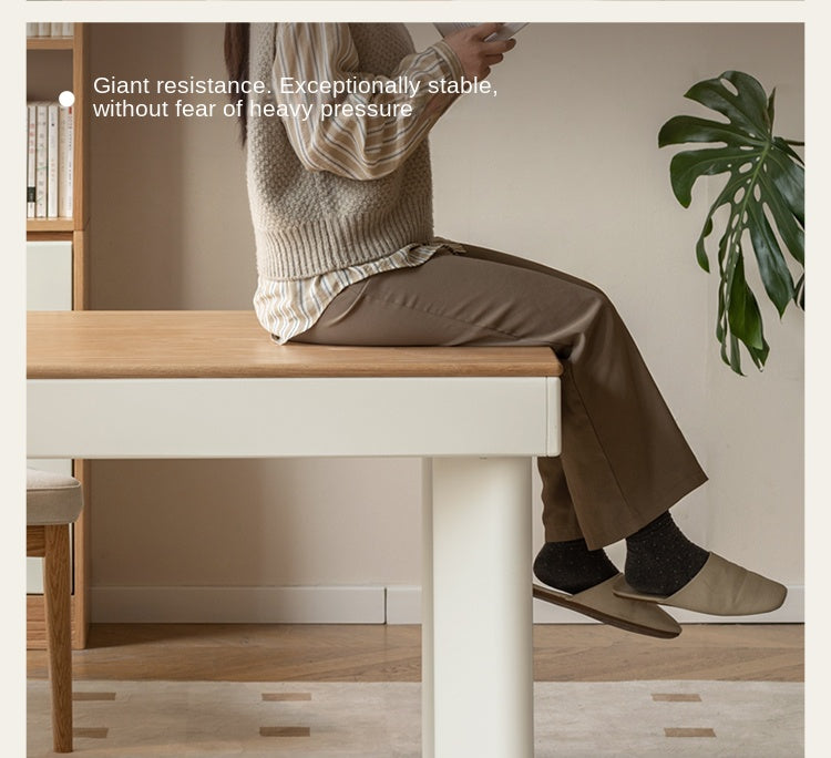 Oak, Poplar Solid Wood Modern Cream Style Computer With Drawer.