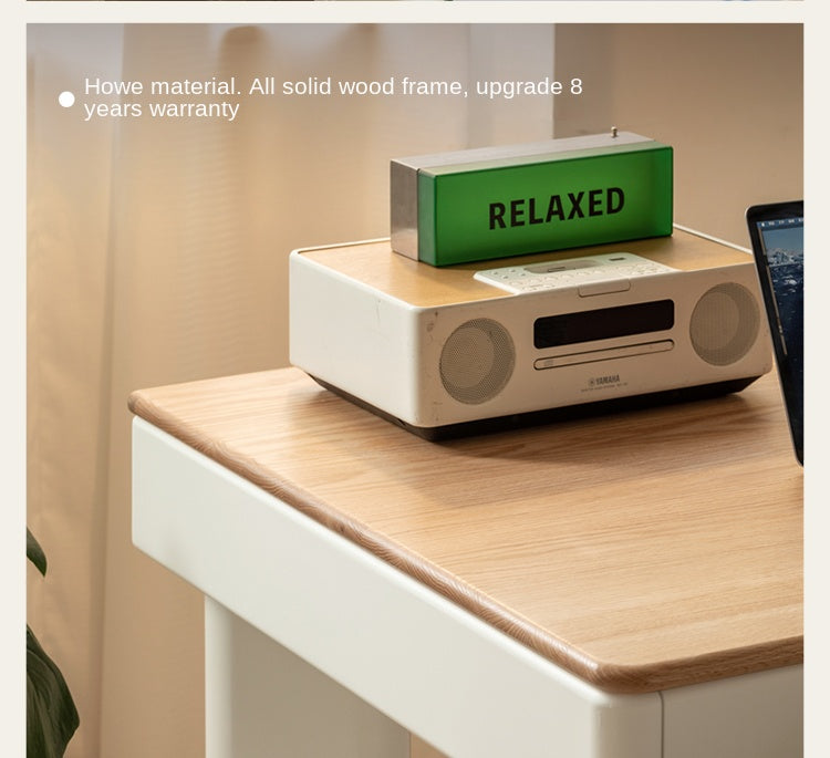 Oak, Poplar Solid Wood Modern Cream Style Computer With Drawer.