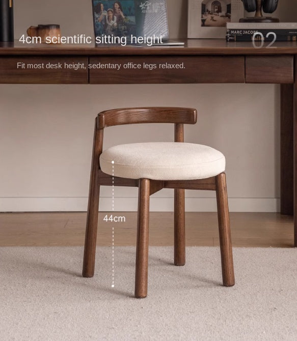 Black Walnut, Oak, Solid Wood, Solid Rubberwood Rotating Modern Soft Makeup Stool
