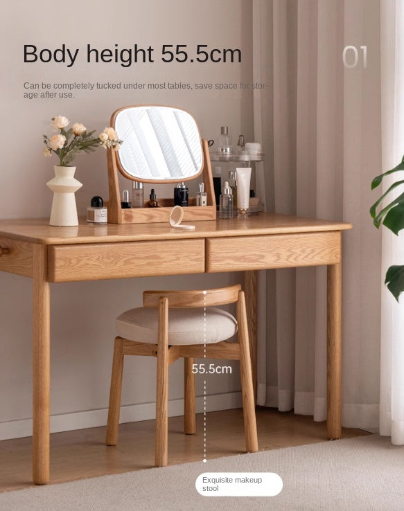 Black Walnut, Oak, Solid Wood, Solid Rubberwood Rotating Modern Soft Makeup Stool