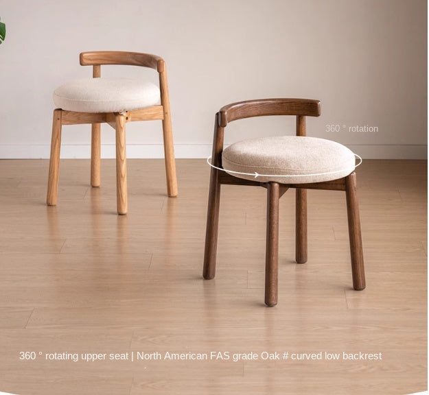 Black Walnut, Oak, Solid Wood, Solid Rubberwood Rotating Modern Soft Makeup Stool
