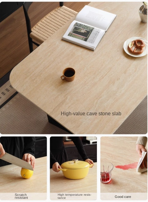 Ash, Oak Solid Wood Medieval Style Rock Plate Retro Dining Table