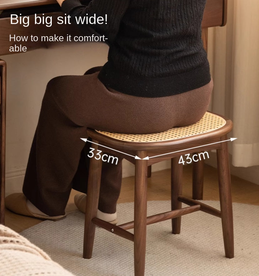 Black Walnut, Oak Solid Wood Modern Makeup Stool