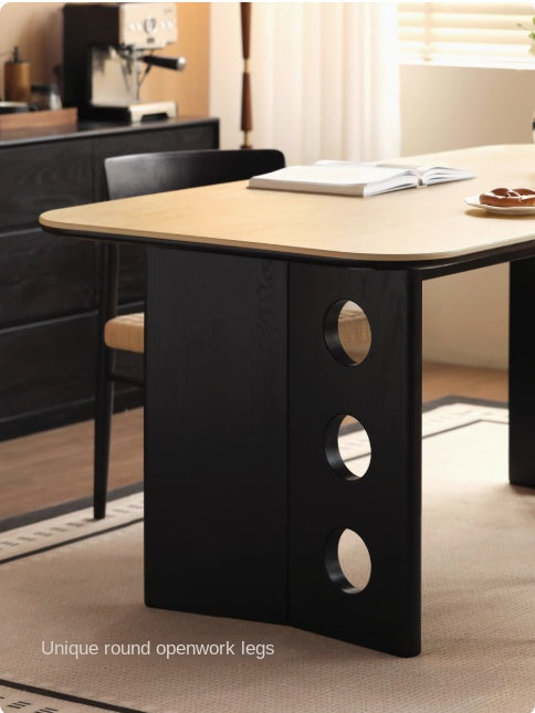 Ash, Oak Solid Wood Medieval Style Rock Plate Retro Dining Table