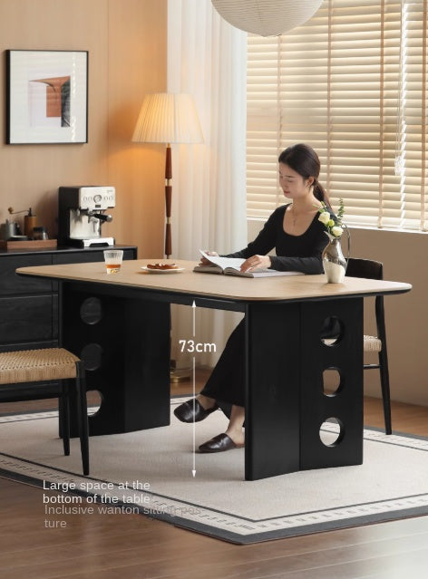 Ash, Oak Solid Wood Medieval Style Rock Plate Retro Dining Table