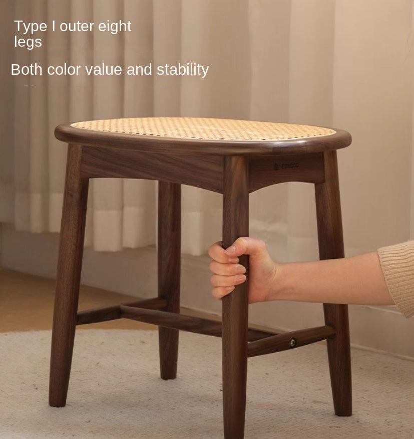 Black Walnut, Oak Solid Wood Modern Makeup Stool