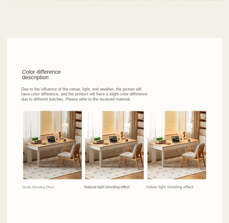 Oak, Poplar Solid Wood Modern Cream Style Computer With Drawer.