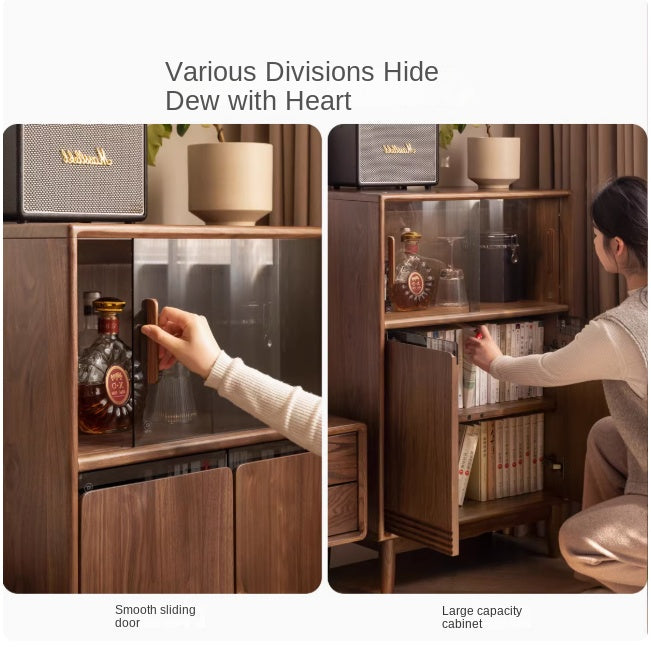 Black Walnut, Oak, Solid Longan Hardwood , Cherry Solid Wood Modern Side Cabinet