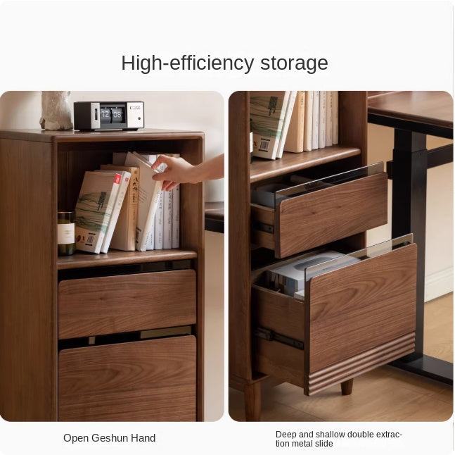 Black Walnut, Oak Solid Wood Modern Side Cabinet