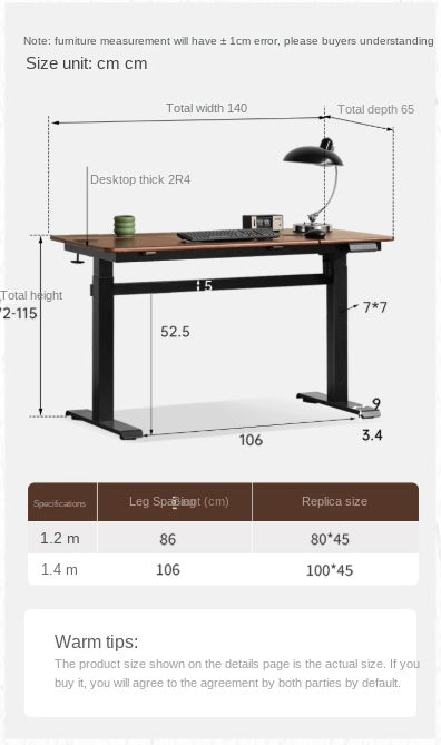 Black Walnut, Oak Solid Wood Light Luxury Style Electric Lift Table.