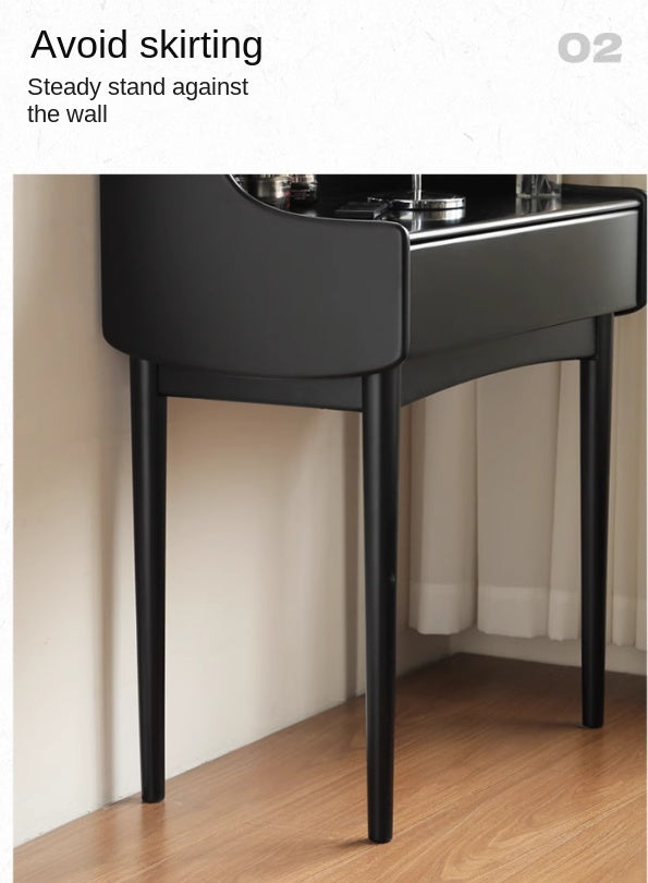 Solid Rubberwood Retro Multifunctional Dressing Table Storage Rack Integrated.