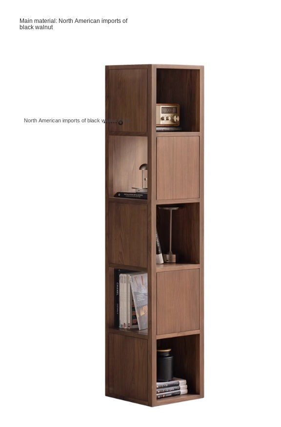 Black Walnut, Oak Solid Wood Corner Storage Bookshelf.