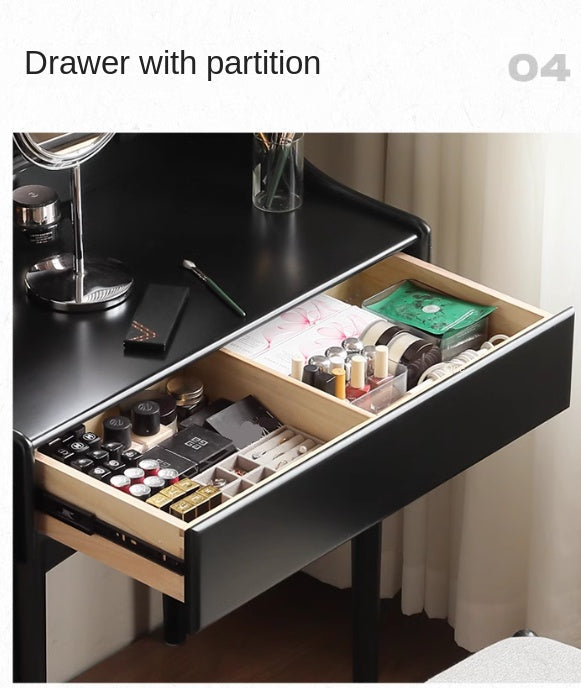 Solid Rubberwood Retro Multifunctional Dressing Table Storage Rack Integrated.