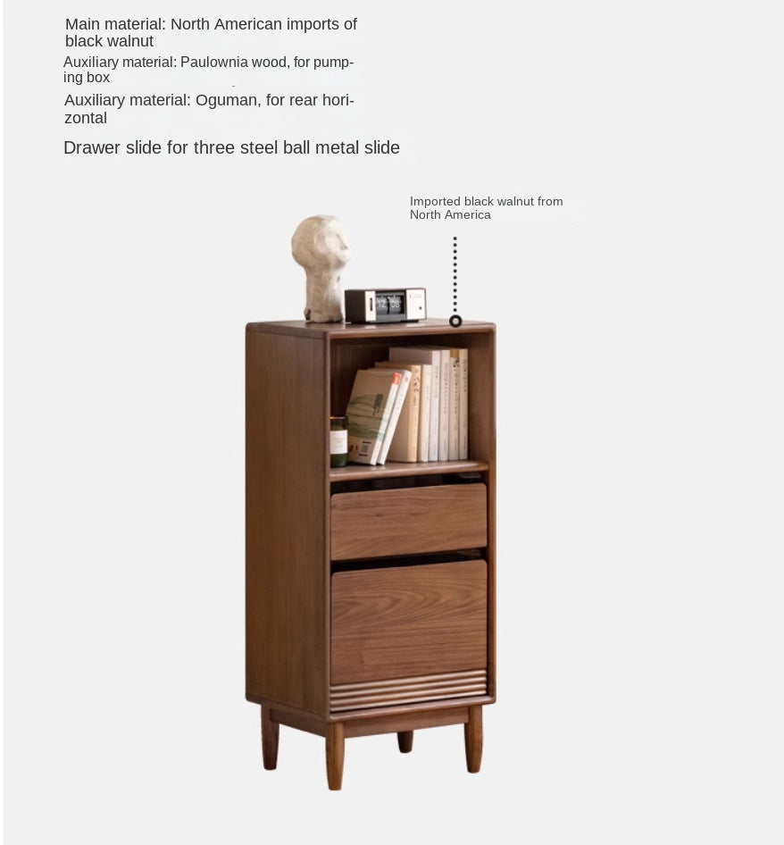 Black Walnut, Oak Solid Wood Modern Side Cabinet