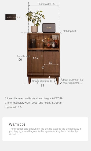 Black Walnut, Oak Solid Wood Modern Side Cabinet