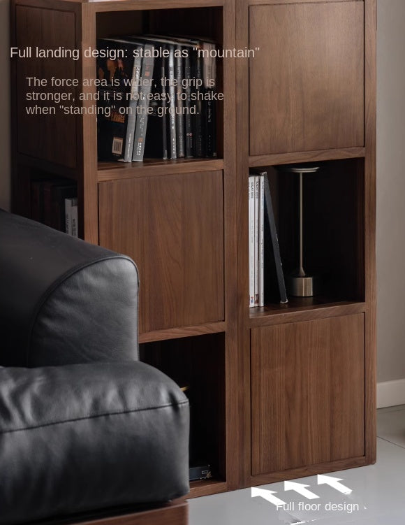 Black Walnut, Oak Solid Wood Corner Storage Bookshelf.