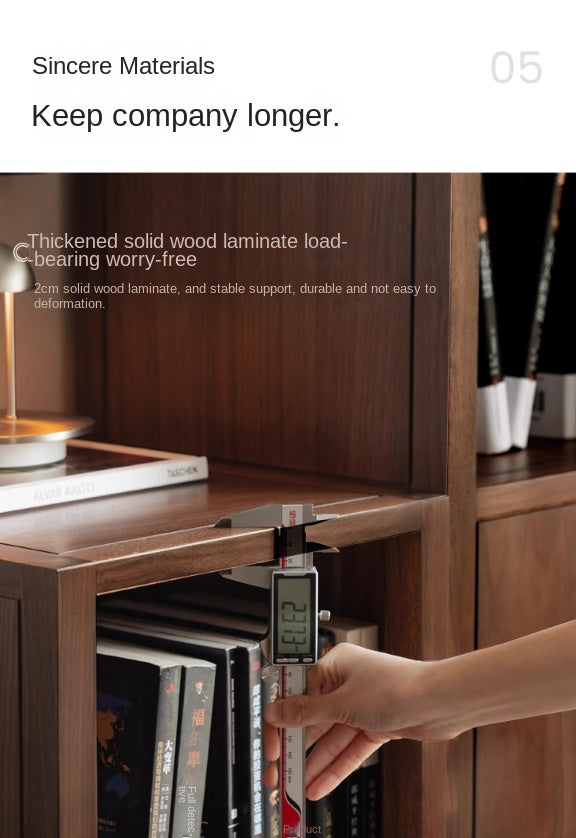 Black Walnut, Oak Solid Wood Corner Storage Bookshelf.