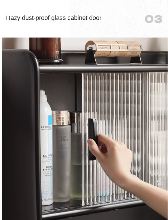 Solid Rubberwood Retro Multifunctional Dressing Table Storage Rack Integrated.