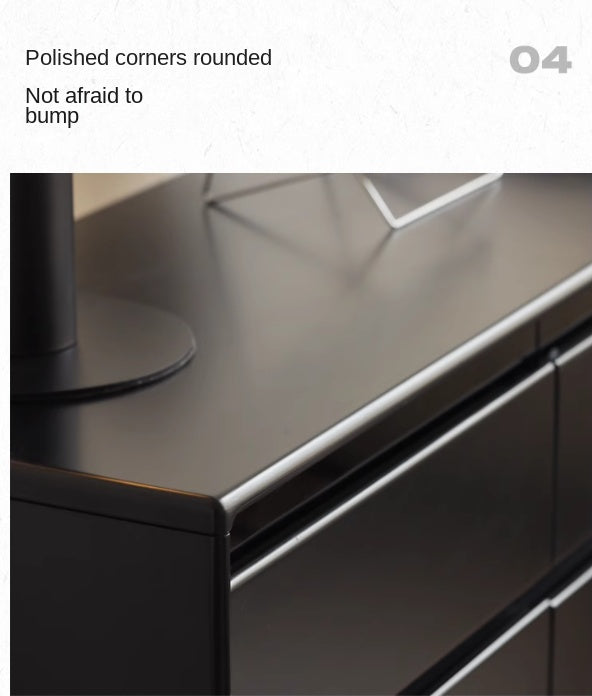 Rubber Solid Wood Modern Black Drawer Cabinet