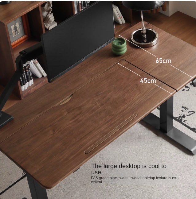 Black Walnut, Oak Solid Wood Light Luxury Style Electric Lift Table.
