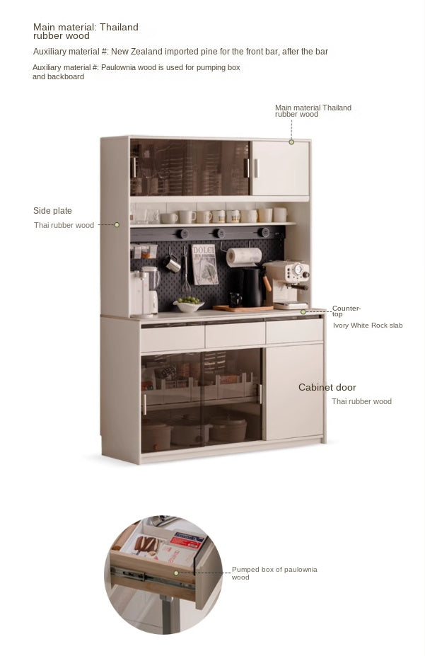 Solid Rubberwood Cream Style Rock Board Sideboard.