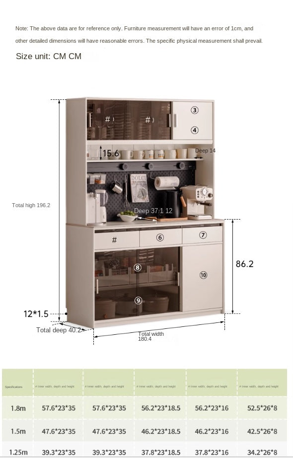 Solid Rubberwood Cream Style Rock Board Sideboard.