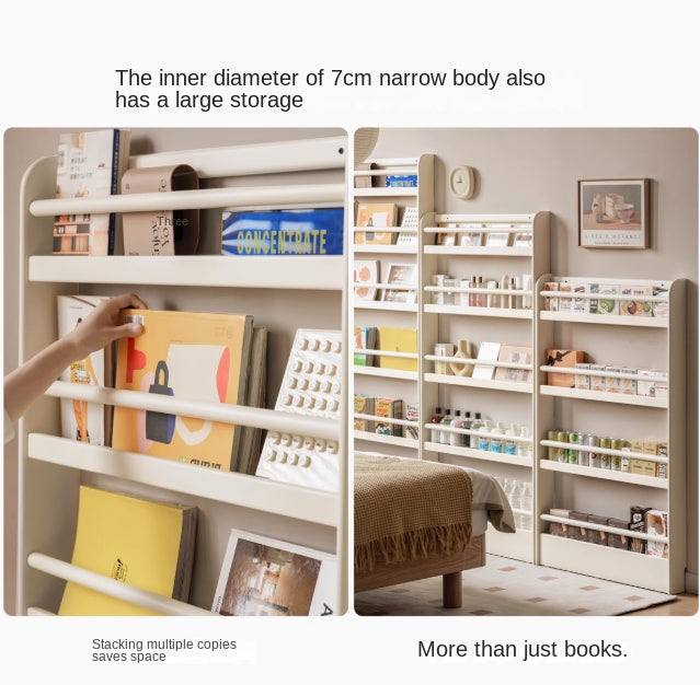 Rubber Solid Wood Cream Style Corner Storage Bookshelf