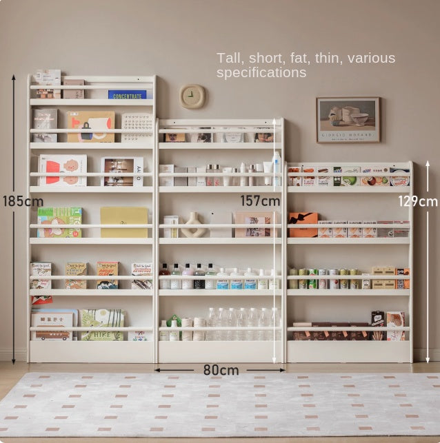 Rubber Solid Wood Cream Style Corner Storage Bookshelf