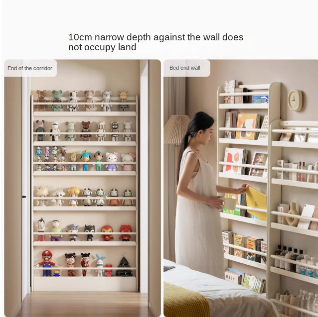 Rubber Solid Wood Cream Style Corner Storage Bookshelf.