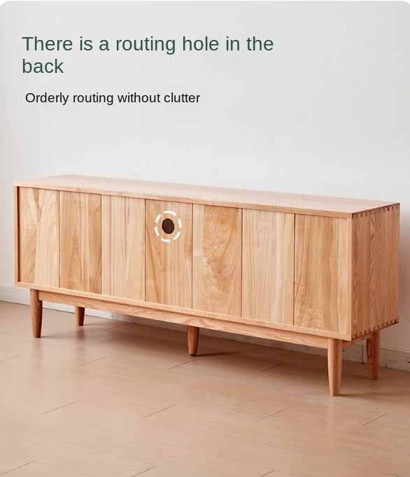 Oak Solid Wood Rattan Modern TV Cabinet.