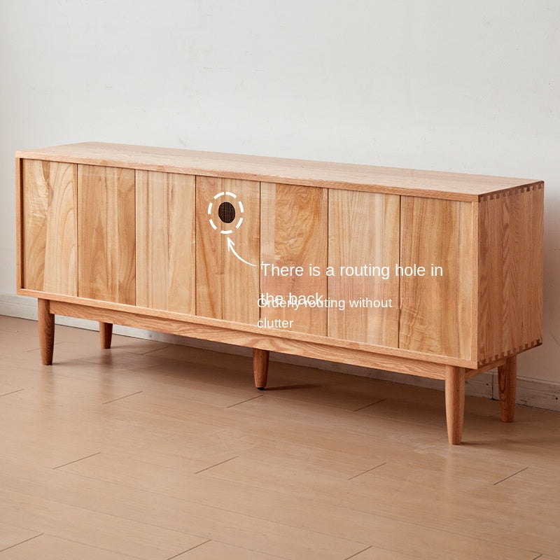 Oak Solid Wood Rattan Modern TV Cabinet.