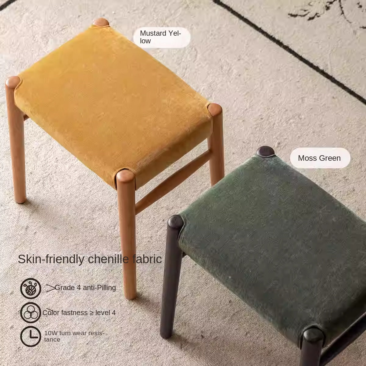 Oak Solid Wood Retro Makeup Stool