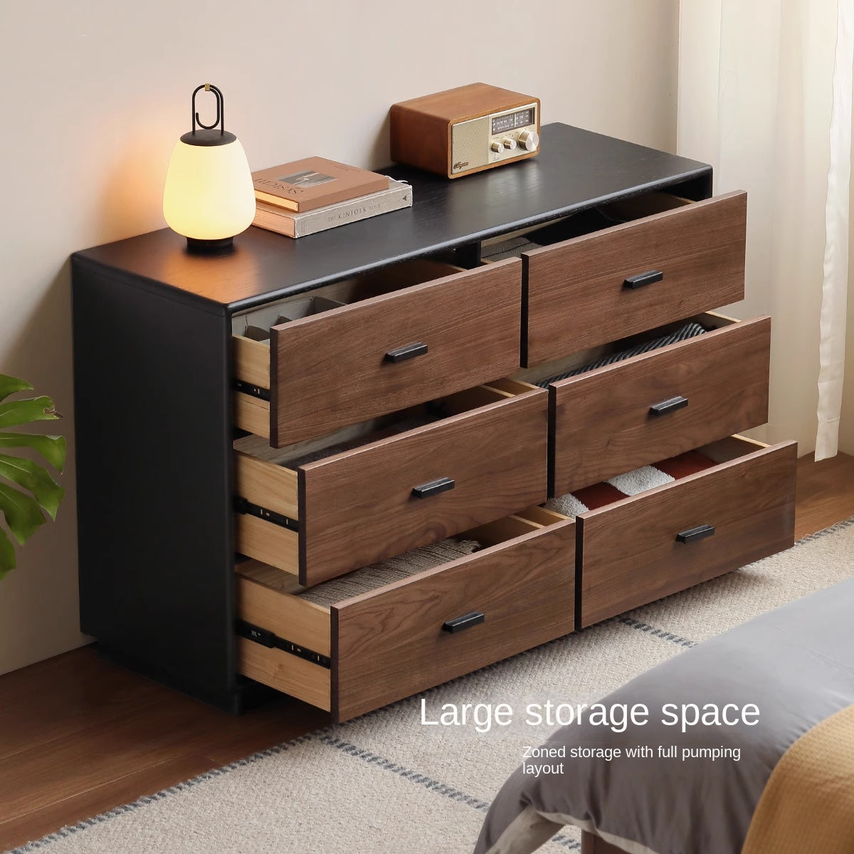 Oak Solid Wood Italian Light Luxury Chest of Drawers.