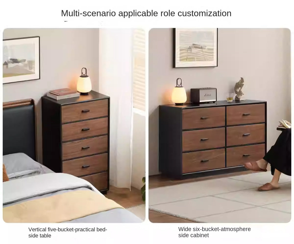 Oak Solid Wood Italian Light Luxury Chest of Drawers.