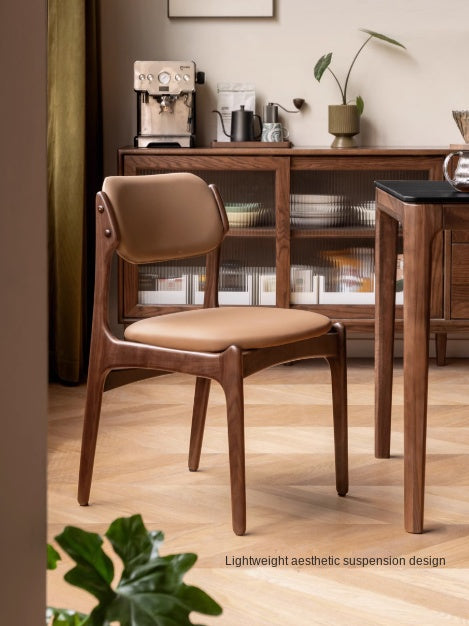 Black Walnut, Sandalwood Solid Wood Soft Back Modern Dining Chair