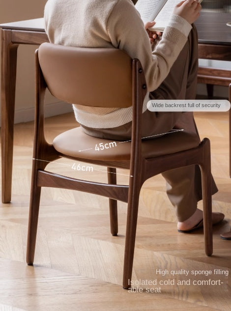 Black Walnut, Sandalwood Solid Wood Soft Back Modern Dining Chair