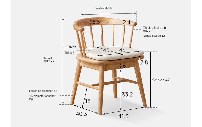 Black Walnut, Cherry, Oak Solid Wood Modern Rotating Soft Chair