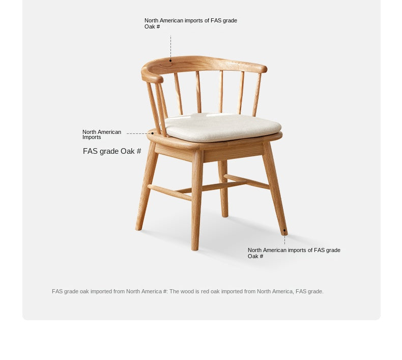 Black Walnut, Cherry, Oak Solid Wood Modern Rotating Soft Chair