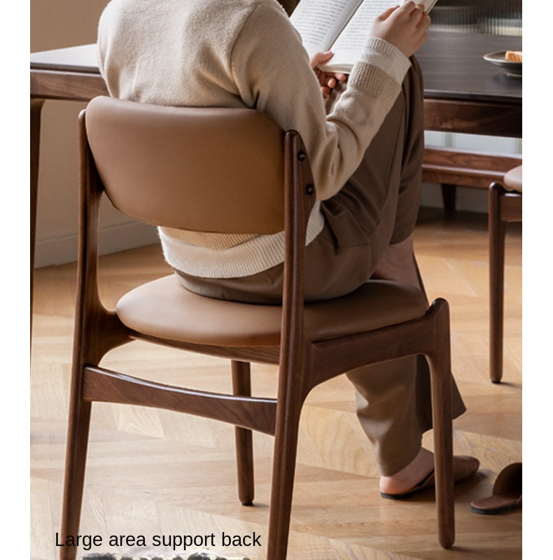 Black Walnut, Sandalwood Solid Wood Soft Back Modern Dining Chair