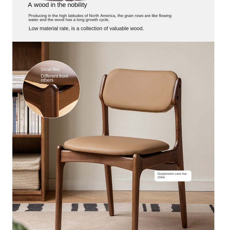 Black Walnut, Sandalwood Solid Wood Soft Back Modern Dining Chair