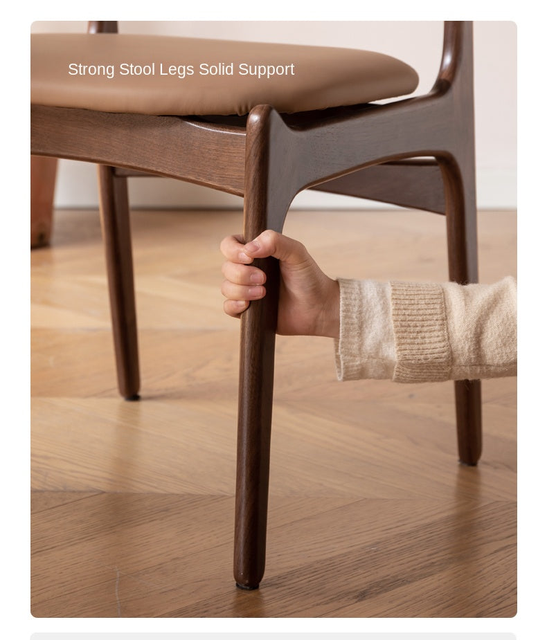 Black Walnut, Sandalwood Solid Wood Soft Back Modern Dining Chair