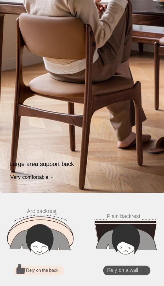 Black Walnut, Sandalwood Solid Wood Soft Back Modern Dining Chair