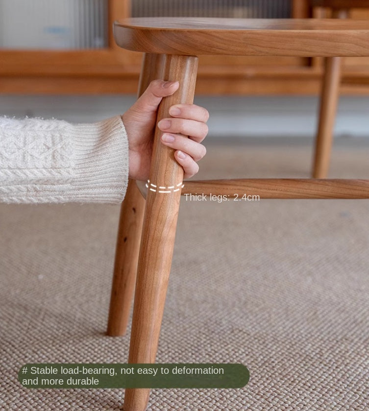 Cherry Wood Solid Wood Retro Square Makeup Stool